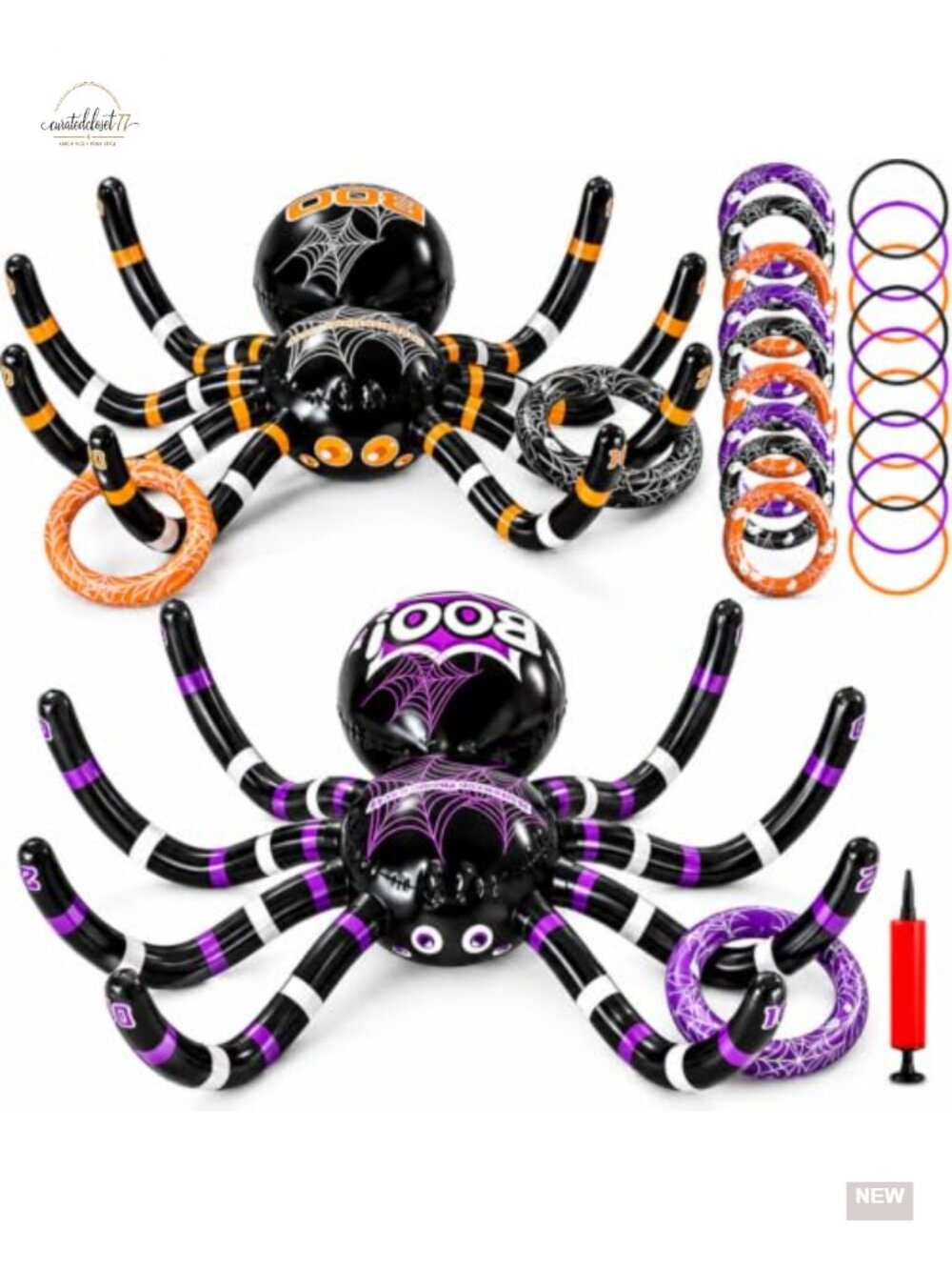 Inflatable Spider Ring Toss Game - Halloween Party Activity for Kids & Adults